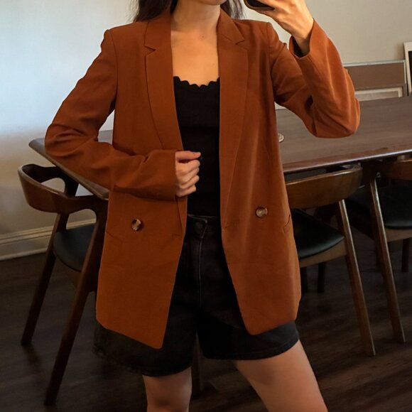 Burnt Orange/Brown Blazer - Size 0 - Picture 3 of 5